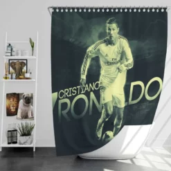 Cristiano Ronaldo Confident Soccer Player Shower Curtain