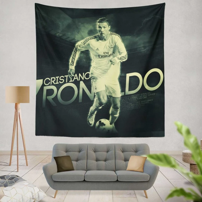 Cristiano Ronaldo Confident Soccer Player Tapestry