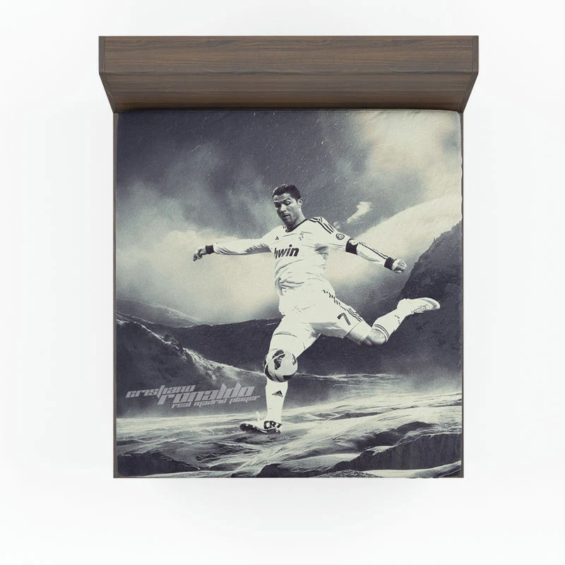 Cristiano Ronaldo Enthusiastic Soccer sports Player Fitted Sheet