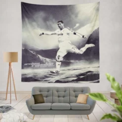 Cristiano Ronaldo Enthusiastic Soccer sports Player Tapestry