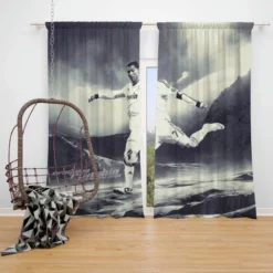 Cristiano Ronaldo Enthusiastic Soccer sports Player Window Curtain