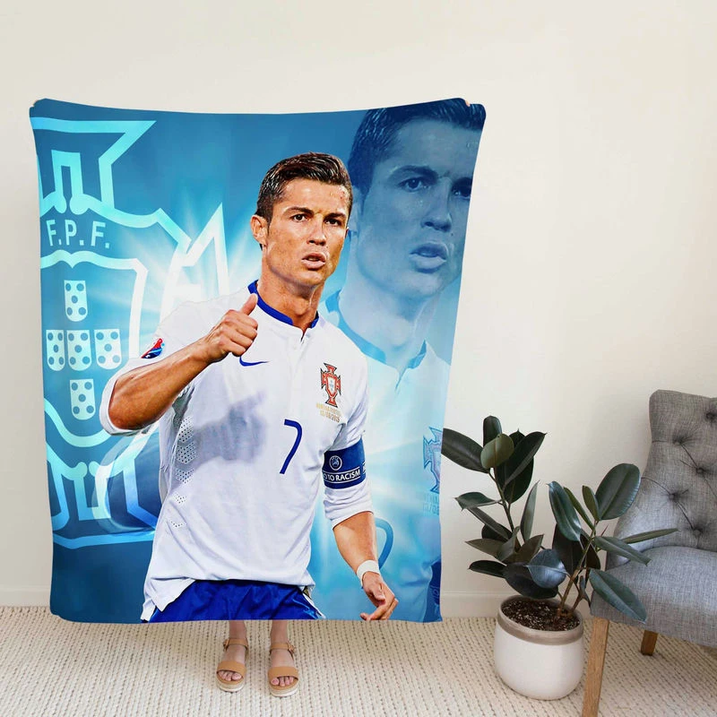 Cristiano Ronaldo Five Times Ballon d Or Awarded Player Fleece Blanket