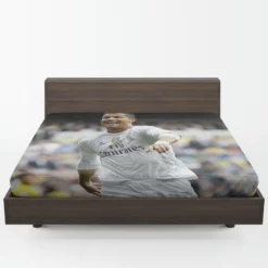 Cristiano Ronaldo Football Player White Jursey Fitted Sheet 1