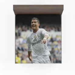 Cristiano Ronaldo Football Player White Jursey Fitted Sheet