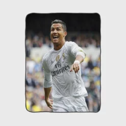 Cristiano Ronaldo Football Player White Jursey Fleece Blanket 1