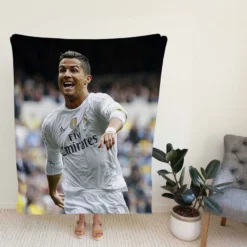 Cristiano Ronaldo Football Player White Jursey Fleece Blanket