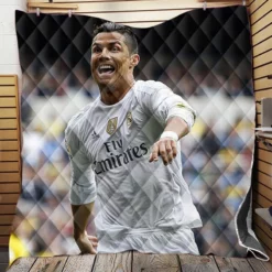 Cristiano Ronaldo Football Player White Jursey Quilt Blanket