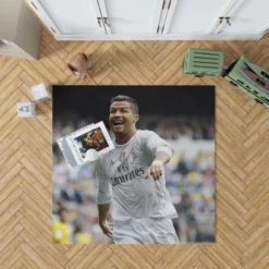 Cristiano Ronaldo Football Player White Jursey Rug