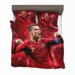 Cristiano Ronaldo Football Player in Red Bedding Set 1