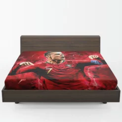 Cristiano Ronaldo Football Player in Red Fitted Sheet 1