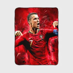 Cristiano Ronaldo Football Player in Red Fleece Blanket 1