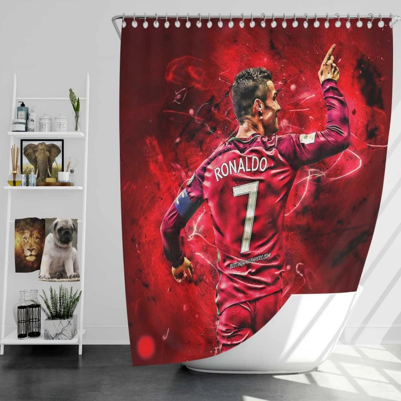 Cristiano Ronaldo Footballer Shower Curtain