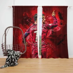 Cristiano Ronaldo Footballer Window Curtain