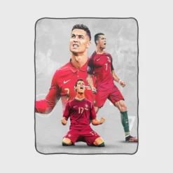 Cristiano Ronaldo Goat Portugal Football Player Fleece Blanket 1