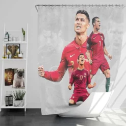 Cristiano Ronaldo Goat Portugal Football Player Shower Curtain