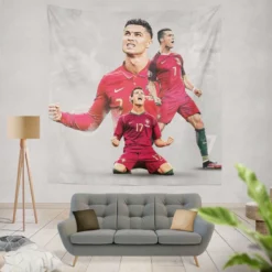 Cristiano Ronaldo Goat Portugal Football Player Tapestry