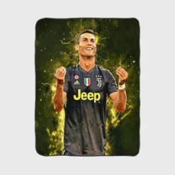 Cristiano Ronaldo Graceful Juve Football Player Fleece Blanket 1