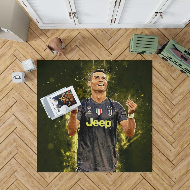 Cristiano Ronaldo Graceful Juve Football Player Rug