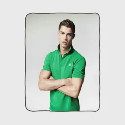 Cristiano Ronaldo Green T Shirt Young Fleece Blanket 1