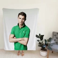 Cristiano Ronaldo Green T Shirt Young Fleece Blanket