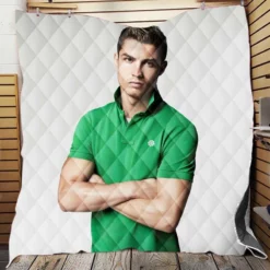 Cristiano Ronaldo Green T Shirt Young Quilt Blanket