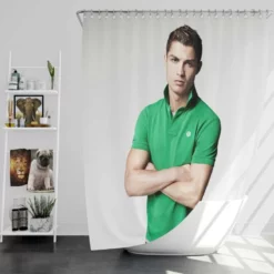 Cristiano Ronaldo Green T Shirt Young Shower Curtain