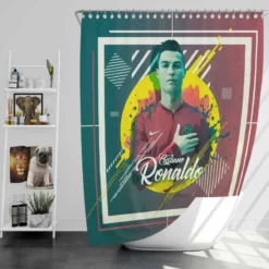 Cristiano Ronaldo Hearty Footballer Player Shower Curtain