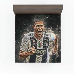 Cristiano Ronaldo Inspiring Juve Soccer Player Fitted Sheet