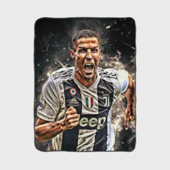 Cristiano Ronaldo Inspiring Juve Soccer Player Fleece Blanket 1