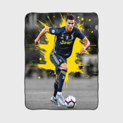 Cristiano Ronaldo Juve Serie A Soccer Player Fleece Blanket 1