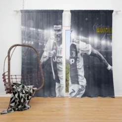 Cristiano Ronaldo Juventus Football Player Window Curtain