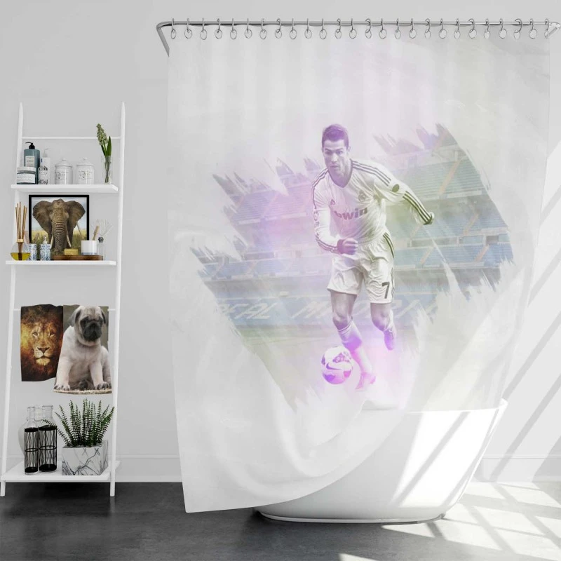 Cristiano Ronaldo La Liga Footballer Shower Curtain