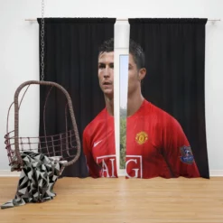 Cristiano Ronaldo Manchester United Top Player Window Curtain