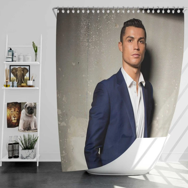 Cristiano Ronaldo Portugal Football Player Shower Curtain