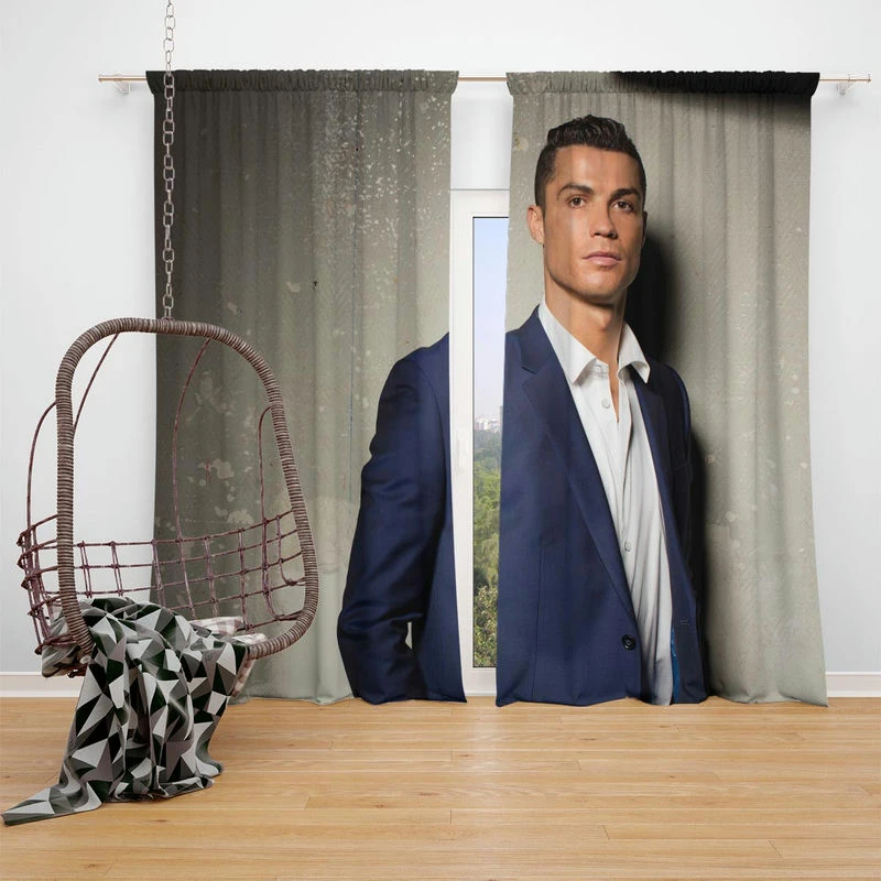 Cristiano Ronaldo Portugal Football Player Window Curtain