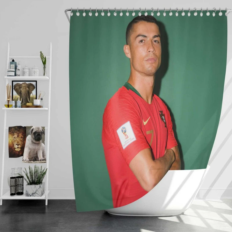 Cristiano Ronaldo Portugal Footballer Player Shower Curtain