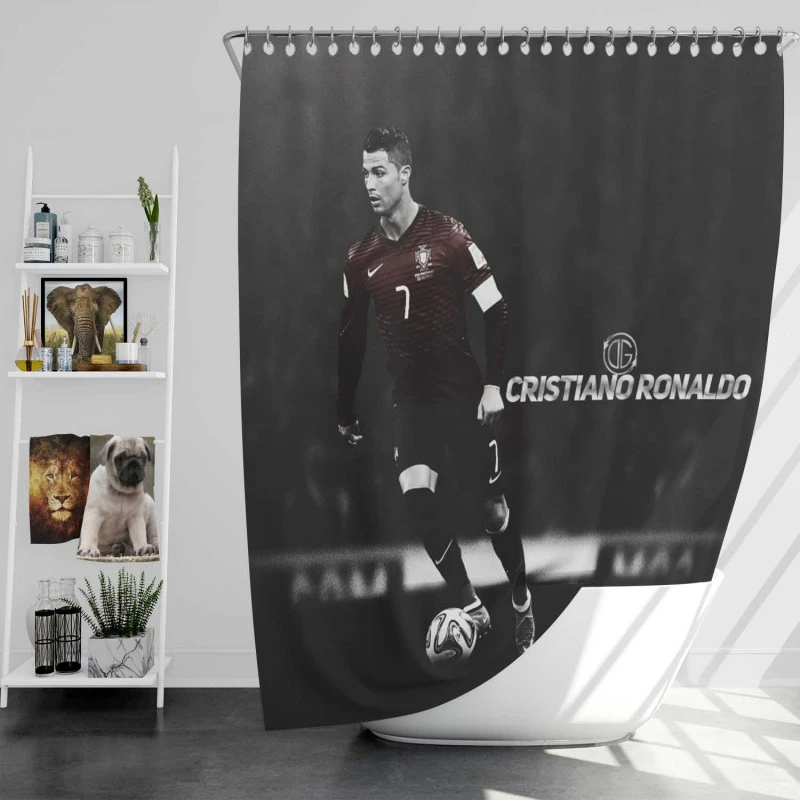 Cristiano Ronaldo Portugal Forward Football Player Shower Curtain