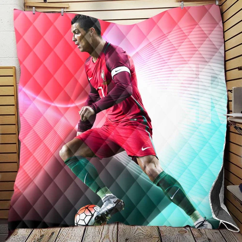 Cristiano Ronaldo Portugal Powerfull Footballer Quilt Blanket