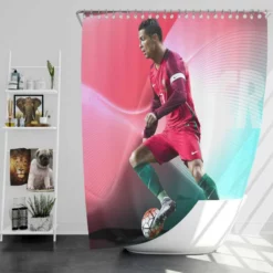 Cristiano Ronaldo Portugal Powerfull Footballer Shower Curtain