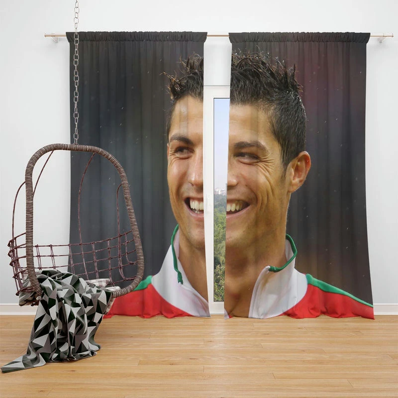 Cristiano Ronaldo Portugal Youth Player Window Curtain