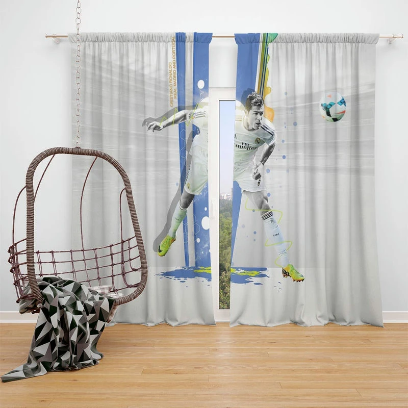 Cristiano Ronaldo consistent Football Player Window Curtain