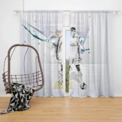 Cristiano Ronaldo determined Madrid Footballer Window Curtain