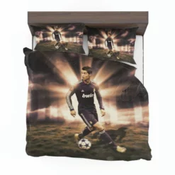 Cristiano Ronaldo in Black Jersey Football Player Bedding Set 1