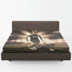 Cristiano Ronaldo in Black Jersey Football Player Fitted Sheet 1