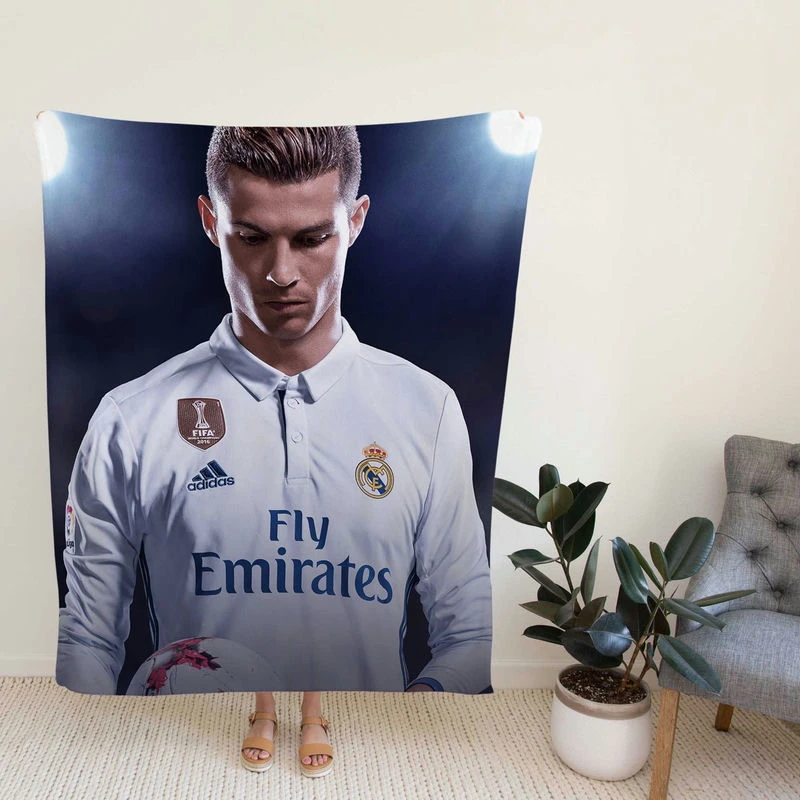 Cristiano Ronaldo in FIFA 18 Video Game Fleece Blanket