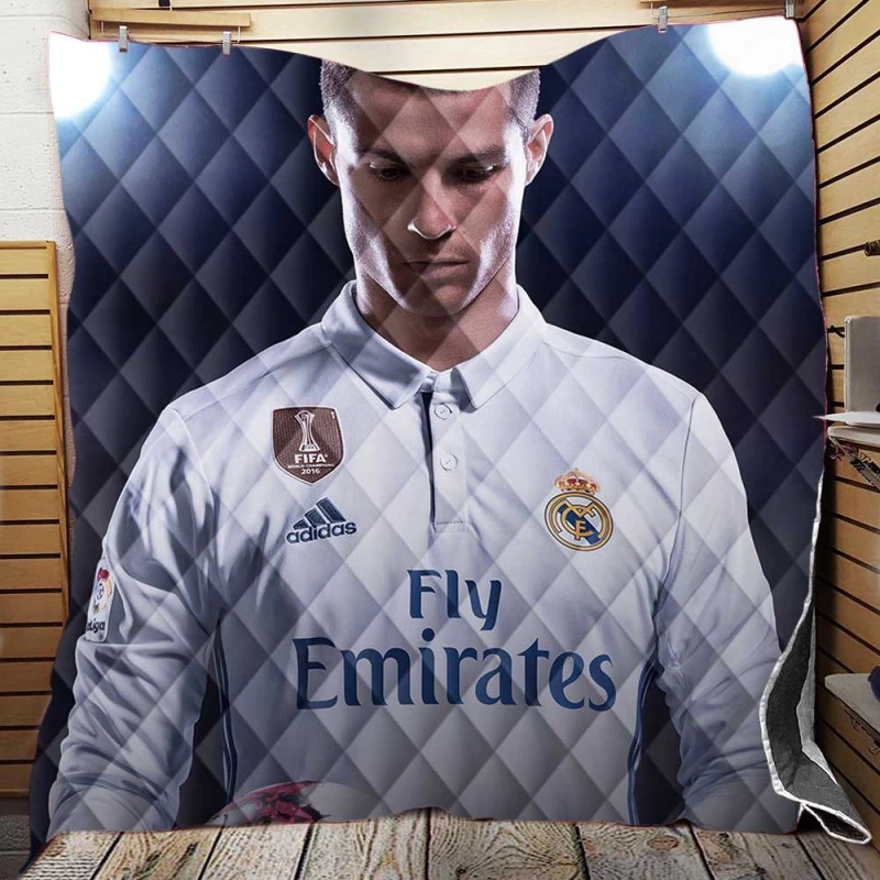 Cristiano Ronaldo in FIFA 18 Video Game Quilt Blanket