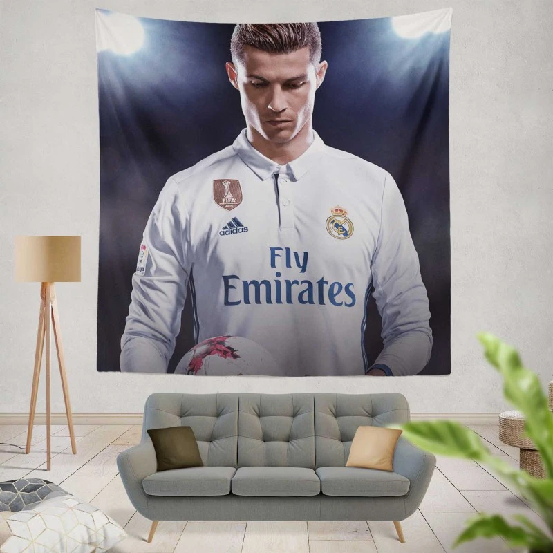 Cristiano Ronaldo in FIFA 18 Video Game Tapestry