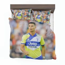 Cristiano Ronaldo in Juve Blue and Yellow Jersey Bedding Set 1