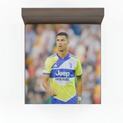 Cristiano Ronaldo in Juve Blue and Yellow Jersey Fitted Sheet