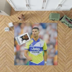 Cristiano Ronaldo in Juve Blue and Yellow Jersey Rug